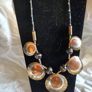 Vintage cooper silver brass statement necklace